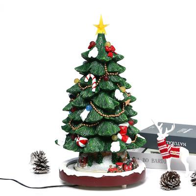 China Hot Selling Christmas Home Decoration Artificial Wholesale Gifts Handmade Painting Resin Opens Christmas Tree for sale