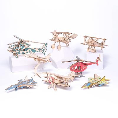 China 100% Eco-friendly Wholesale Children's Toys Craft Gift Decoration 3D DIY Model Wooden Flat Wooden Puzzles for sale