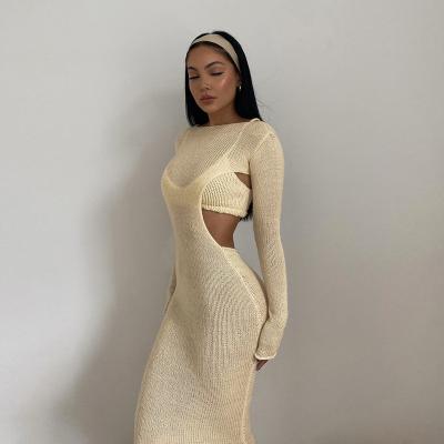 China Sustainable Fall 2021 Women Clothes Long Sleeve Maxi Skirt Set 2 Piece Set Women for sale