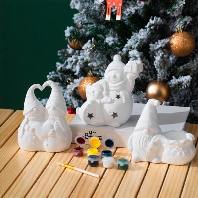 China Safety New design christmas decoration cute ceramic art craft kid diy educational painting toys for sale