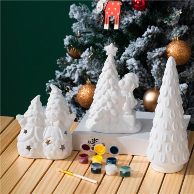 China Safety Wholesale Home Decoration Education Toy Ceramic Christmas Tree Kids Painting Kit DIY Toys for sale