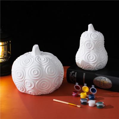 China Safety Funny design creative halloween gift kids ceramic pumpkin craft and art educational diy painting toys for sale