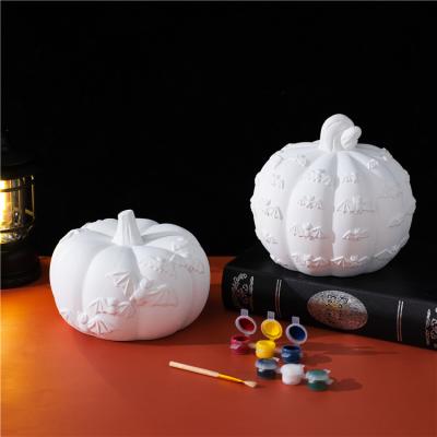 China Safety Diy toy kid educational halloween decoration pumpkin ceramic diy color painting kit set toy for gift for sale