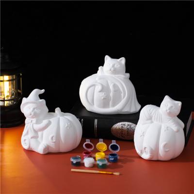 China Safety Halloween Gift Kids Pumpkin Arts and Crafts DIY Toys Ceramics Painting KitToys For Gift for sale