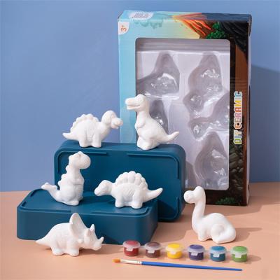 China Safety Kids Arts and Crafts Drawing DIY Toys Ceramics Dinosaur Diy Coloring Painting Set Toys for sale