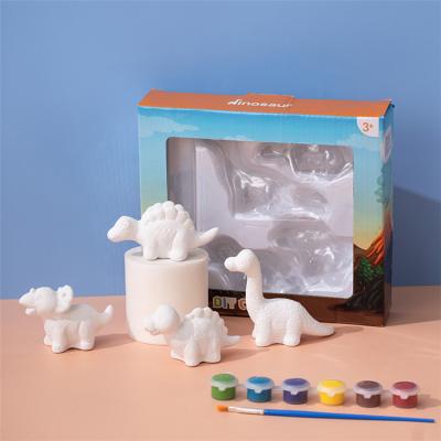 China Safety Hot product educational drawing toy kit ceramic dinosaur model set kids diy painting toys for sale