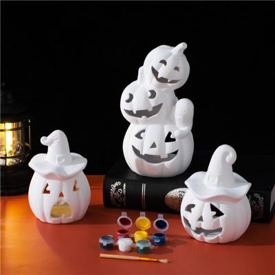 China Safety New design home halloween decoration candler holer kids custom color ceramic diy drawing painting kit toys for sale