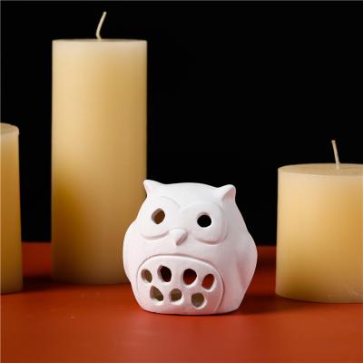 China Safety Wholesale modern owl shape oil burner halloween gift custom diy color ceramic candle holders for sale