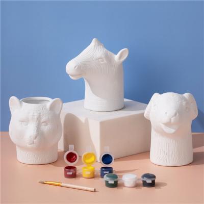 China Safety Educational Ceramics Painting Set 3D Creativity DIY Handmade Animal Craft Arts Drawing Kit Toy For Kids for sale