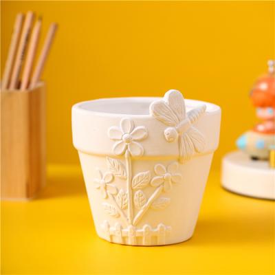 China Safety Children's early educational toys DIY coloring flower pots ceramic kids paint mold painting toys for sale