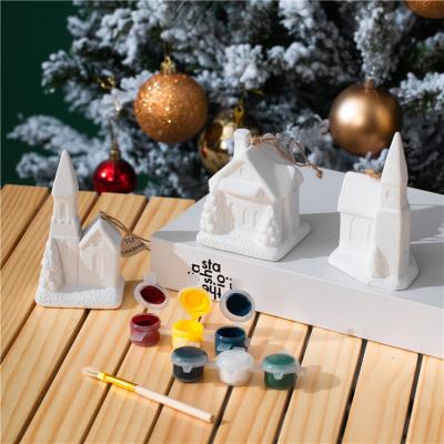 China Safety Wholesale nordic christmas gift item diy color art and craft ceramic plaster christmas decoration for sale