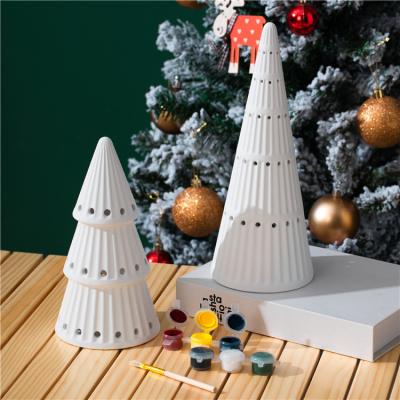 China Safety Nordic christmas tree  ornaments diy painting color palster ceramic christmas decoration for sale