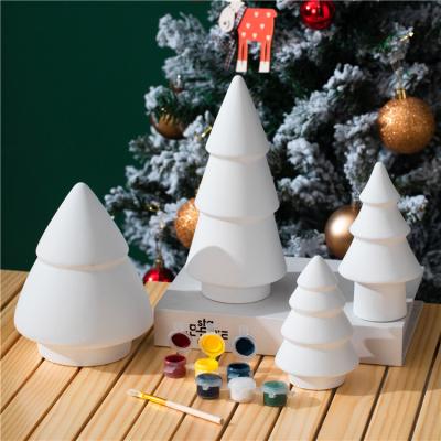 China Safety Creative design modern plastic plaster christmas tree decoration kids diy coloring ceramic christmas ornaments for sale