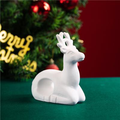 China Safety Nordic Table Living Room Accessories Christmas Gift Abstract White Ceramic DIY Art Craft Animal Home Decoration for sale