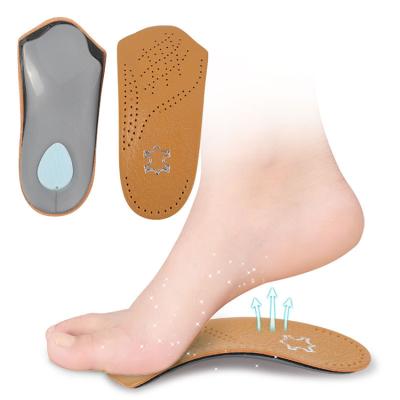 China Flat Orthotics Support Leather Arch Shock Absorption Men Women Men Women Fasciitis Correction Foot Insoles for sale