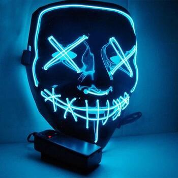 China Hot Selling Neon Mask On/Off Activated Or Sound Halloween Switch Amazon Guangdong Party Rave Mask LED for sale