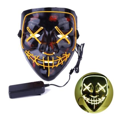 China Decoration Halloween On/Off Or Sound Activated Switch Light Up Party DJ Party EL Wire Praise Neon Glowing LED Mask for sale