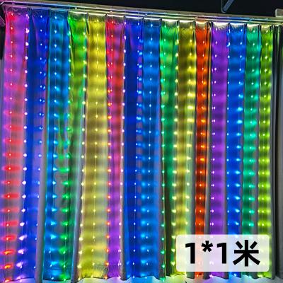 China Programmable Led String Light 2022 Mobile Control App Window Led Fairy String Lights RGB Music Sound Activated Christmas Lights Smart Curtain for sale