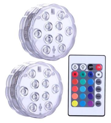 China Waterproof Remote Controlled Decoration Party Decorations 16 Colors LED Submersible Light For Swimming Pool for sale