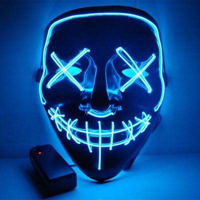 China On/Off Switch Or Sound Activated High Brightness Halloween Light Up Neon Mask Concert LED Party Cosplay Scary Purge Mask for sale