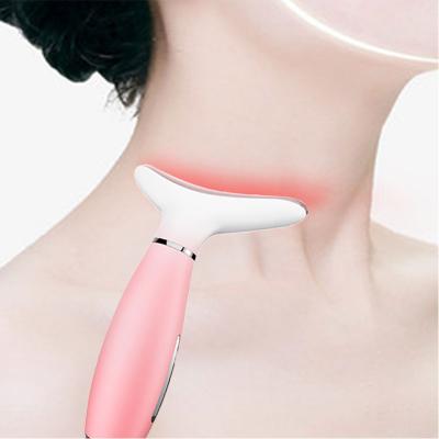 China 2021 Anti-Puffiness Home Beauty Facial Micro-current Massage EMS Anti-Wrinkle Led Face Neck Massager for sale