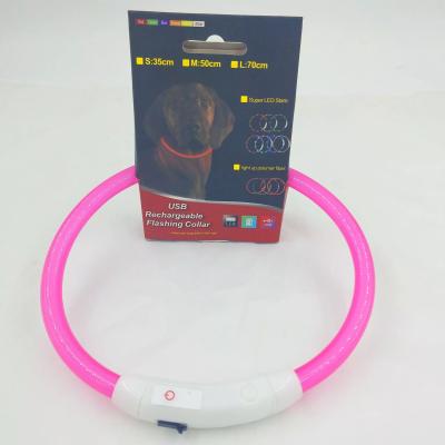 China Safety Viable Light Up Adjustable USB Rechargeable Pet Neck Buckle LED Dog Collar Glow Flashing Collar for sale