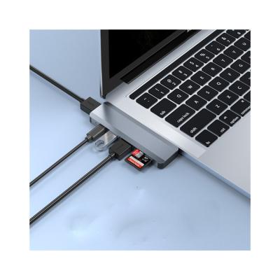 China Factory Direct Sale Multifunctional Type C to Type C+usb*2+hdtv*2+sd+tf SD Card Reader Adapter Hub Adapter for Macbook for sale