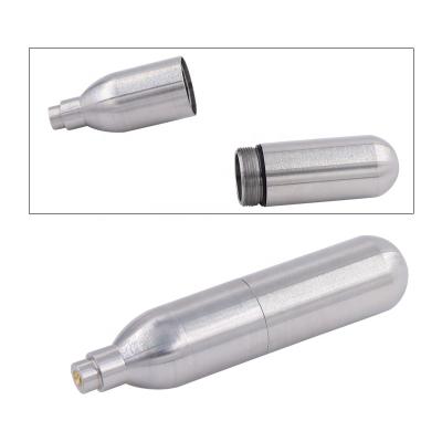 China Stainless Steel Mini 12gm 12 Gram 16g CO2 Refillable Cartridges Gas Cylinder for sale