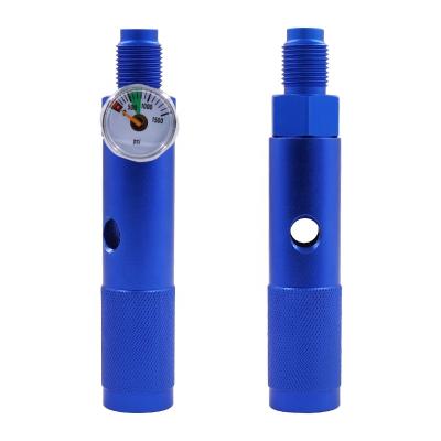 China Durable 1500psi Gauge Quick Change 12g 12 Gram CO2 Cartridge Adapter With 88g Bottle Threads Blue for sale