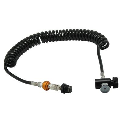 China Aluminum Alloy Airsoft PCP Paintball Gun Marker Coiled Remote Thick Hose Line With Slide Control 1500psi Gauge for sale