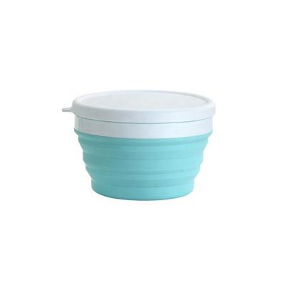 China 550 ml 950 ml silicon lunch box food container viable blue airtight silicone bowl set wholesale for sale