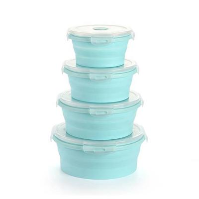 China Eco-friendly new design sustainable food storage silicon plastic container/pyrex lid lunch box with bag kingda for sale