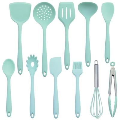 China Amazon Sustainable Hot 11-Pcs Set Silicone Kitchen Tools Non-Stick Easy Clean Kitchenware Cookware Sets for sale