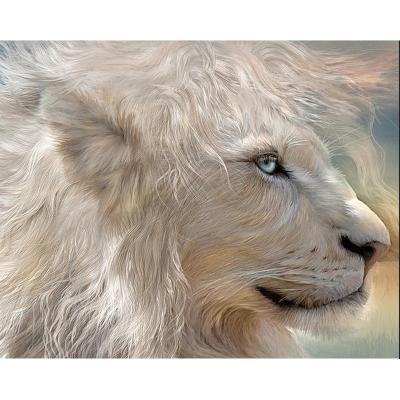 China Modern White Lion King Needlework Animal Painting By Numbers Full Drill Cross Stitch Wall Art 5d Diamond Painting for sale