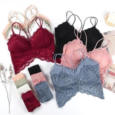 China Sexy Breathable Soft Comfortable One Piece Full Lace Bra Underwear Set For Women for sale