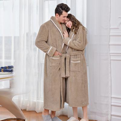 China Factory Wholesale Flannel Thermal Sleepwear Thick Long Sleeve Pajamas Nightgown Couples Bathrobes for sale