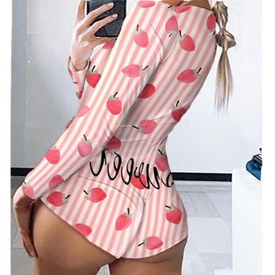 China Wholesale Custom QUICK DRY Adult Long Sleeve Deep V Onsie Plus Size Printing Women Pajamas Onesie Onsies for sale