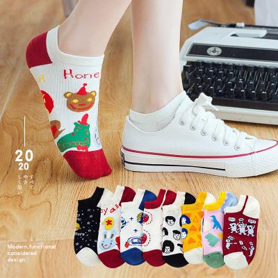 China 2021 Summer Cotton Cartoon Printing QUICK DRY Pattern Booties Cute Teen Girl's Stockings Invisible Boat Socks For Women for sale