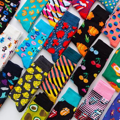 China Custom wholesale fashion happy men's women's crazy funny colorful fruit cotton sock comfortable QUICK DRY medium plus cotton tube socks for sale