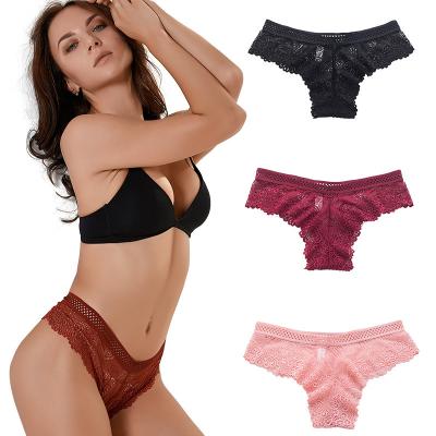 China Hot Point Lace Thong Women Sexy Anti-static High Elastic Temptation T Pants Girls Mesh Panties Transparent for sale