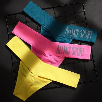 China Women Sports Underwear Thong Deep Seamless Sexy Hot Breathable Letters V Low Waist Panties Thongs for sale