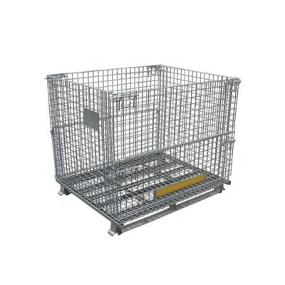 China Folding Container Forklift Security Wire Mesh Roll Cage Heavy Duty Folding Container for sale