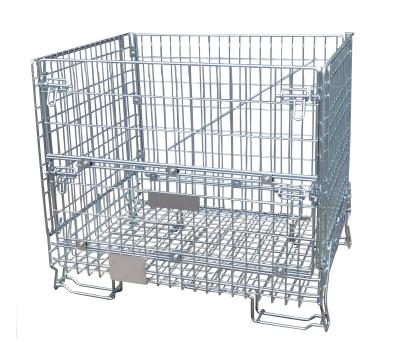 China Collapsible Warehouse Storage Galvanized Folding Gitterbox Mesh Container Crate Cargo Wire Locker Stillage for sale