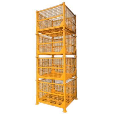 China Collapsible Collapsible Transport Forklift Safety Container Galvanized Storage Wire Mesh Box for sale