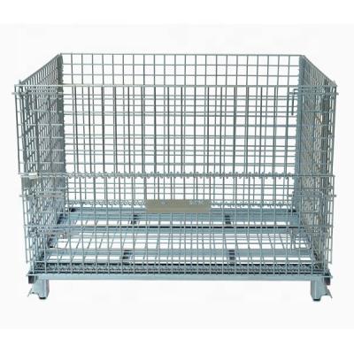 China Collapsible Folding Container Mesh Box Storage Foldable Wire Mesh Container Chinese Wire Supplier for sale