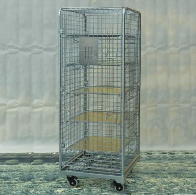 China Demountable Warehouse Storage Medium Duty Logistics Transport Steel 4 Sided Security Wire Mesh Roll Container for sale