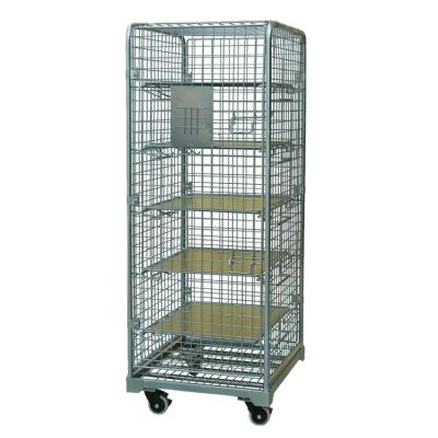 China Easy to be disassembled to parts to save space. Removable Galvanized Warehouse Transport Wire Mesh Roll Container , Rolling Trolley , Hand Carts for sale