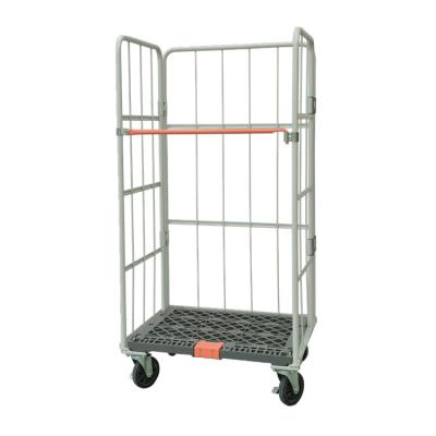 China Easy to be folded to save space when unused portable foldable powder coated/galvanized roll wire mesh container, roll cage, cage rolling cart for sale