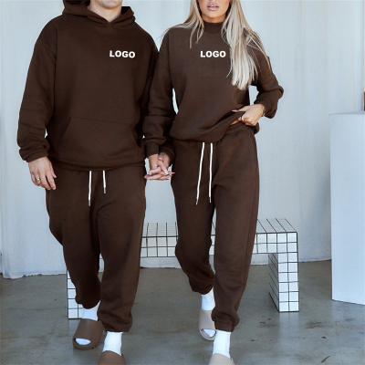 China Custom White Jogger Winter Sports Anti-Wrinkle Couples Unisex Tech Fleece Tracksuit, 2 Piece Plain Plain Cotton Fleece Women Hoody Sweat Suit for sale