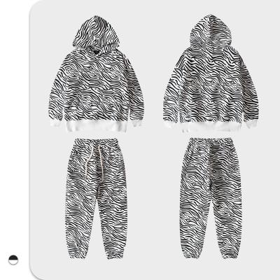 China Boys Sweatpants Suit Boys Girls Sportswear Zebra Print Children's Anti-Shrink Jogging Suit for sale